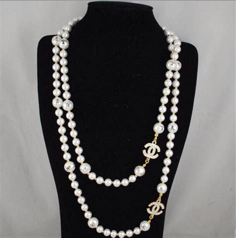 coco chanel pearl necklace replica|coco chanel long necklace.